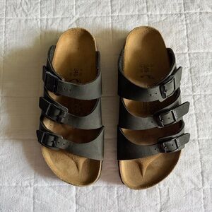 Birkenstock Black Three-Buckle Women’s Slide Sandals